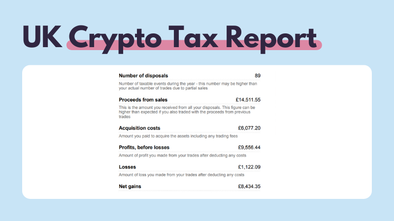 UK Crypto Tax Report Capital Gains Summary