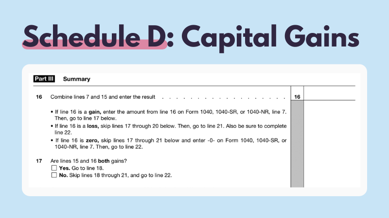Koinly crypto tax calculator - Schedule D Part 3 Summary of Capital Gains