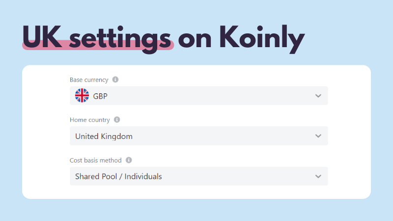 UK Koinly settings