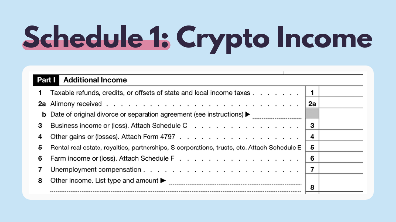 Koinly crypto tax calculator - IRS Schedule 1 crypto income