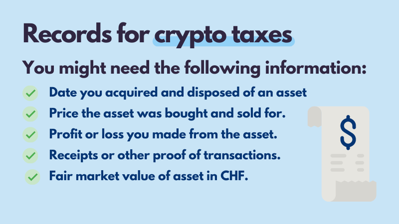 Records for crypto taxes Switzerland