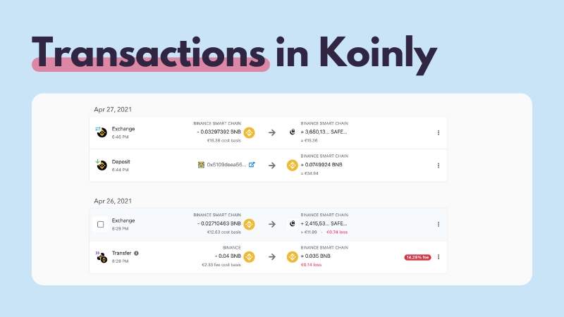 Trust Wallet transactions in Koinly